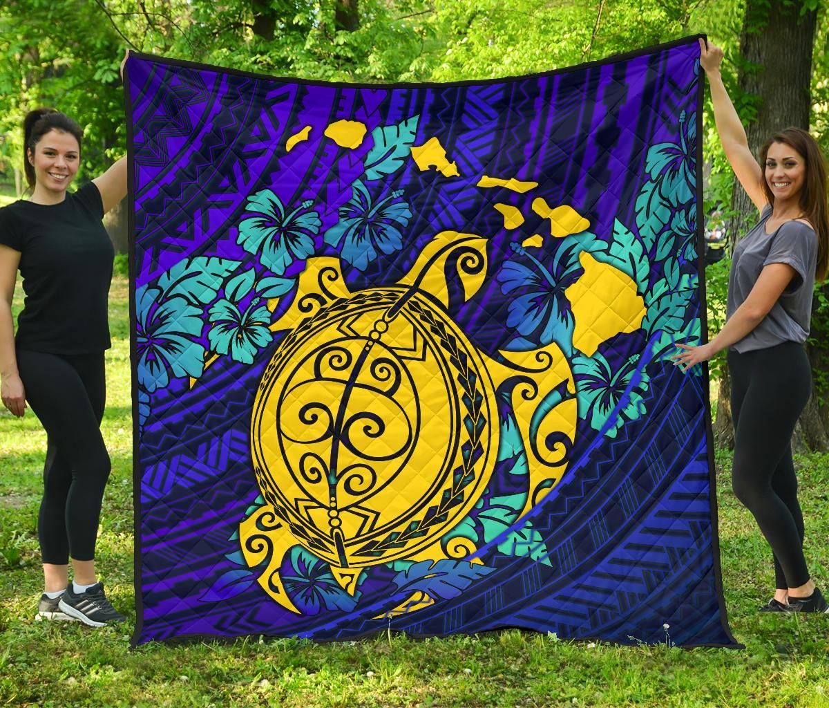 Hawaii Turtle Hibiscus Polynesian Premium Quilts BN15 Hawaii Turtle Hibiscus Polynesian Premium Quilts BN15