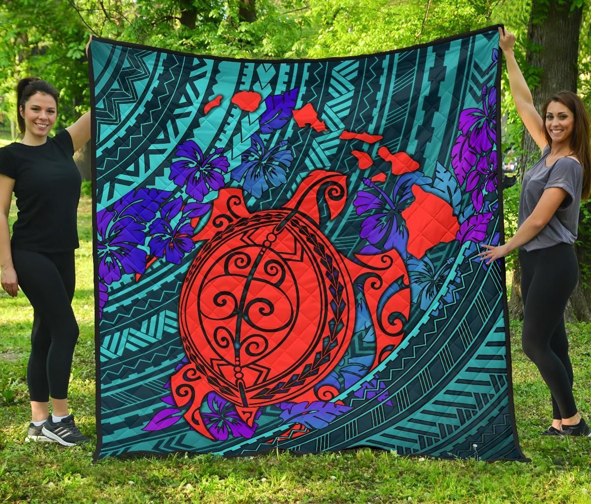 Hawaii Turtle Hibiscus Polynesian Premium Quilts BN15 Hawaii Turtle Hibiscus Polynesian Premium Quilts BN15