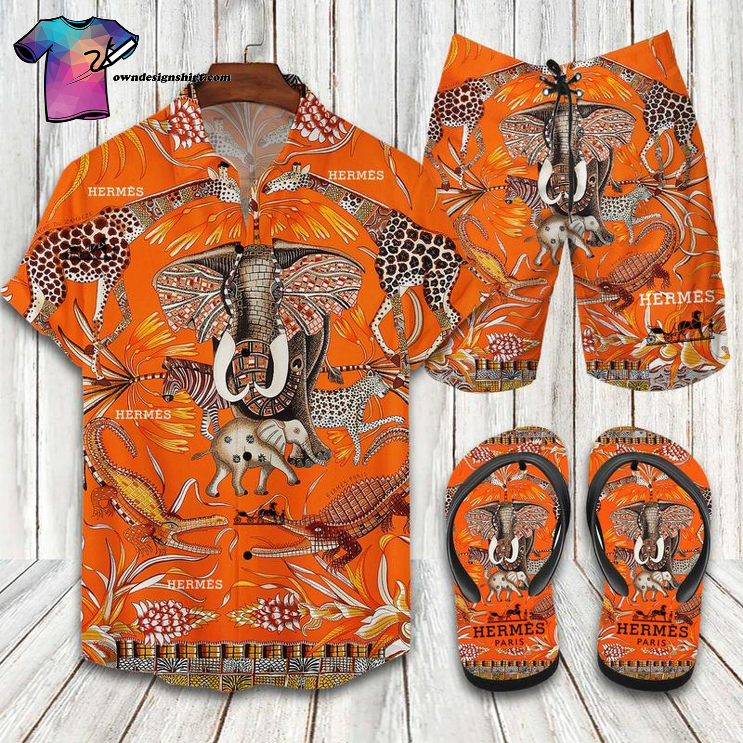 Hermes Wild Animals Full Print Hawaiian Shirt Beach Shorts And Flip Flops Hermes Wild Animals Full Print Hawaiian Shirt Beach Shorts And Flip Flops