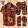 Hermes With Gold Chains Retro Full Print Hawaiian Shirt Beach Shorts And Flip Flops