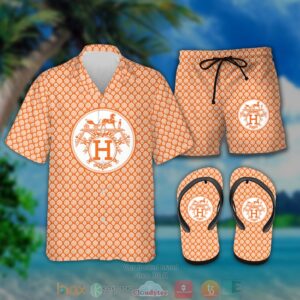 Hermes Orange Hawaiian Shirt And Short