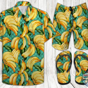 Banana Hawaiian Shirt Beach Short And Flip Flops