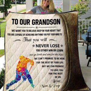 Hockey_To Our Grandson We Want You To Believe Deep In Your Heart Quilt Buckcherry Album Covers Quilt Blanket