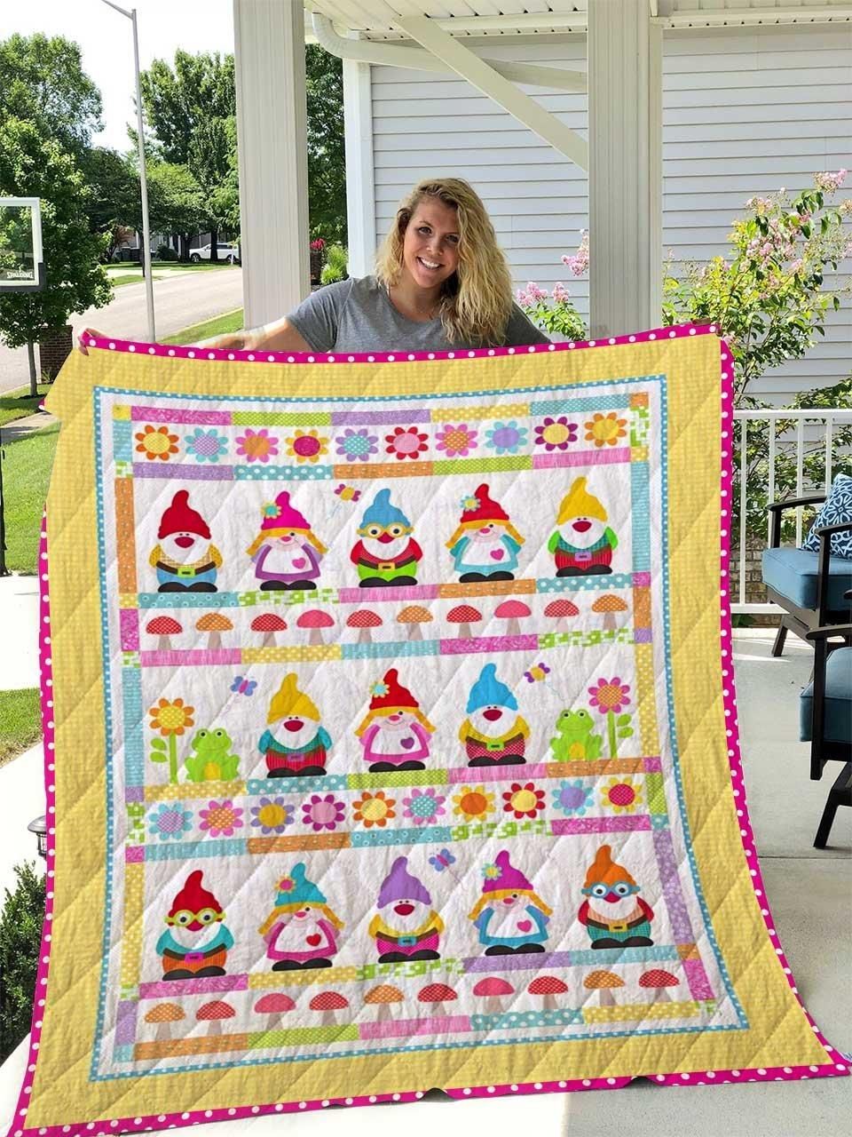 Home Sweet Gnome Quilt Blanket All Season Plus Size Quilt Blanket Home Sweet Gnome Quilt Blanket All Season Plus Size Quilt Blanket