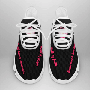 [Hot Sale] Breast Cancer Awareness Walk By Faith Flower Max Soul Sneaker Shoes