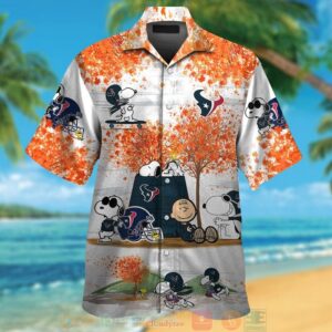 Houston Texans Snoopy Charlie Brown Autumn Hawaiian Shirt And Shorts
