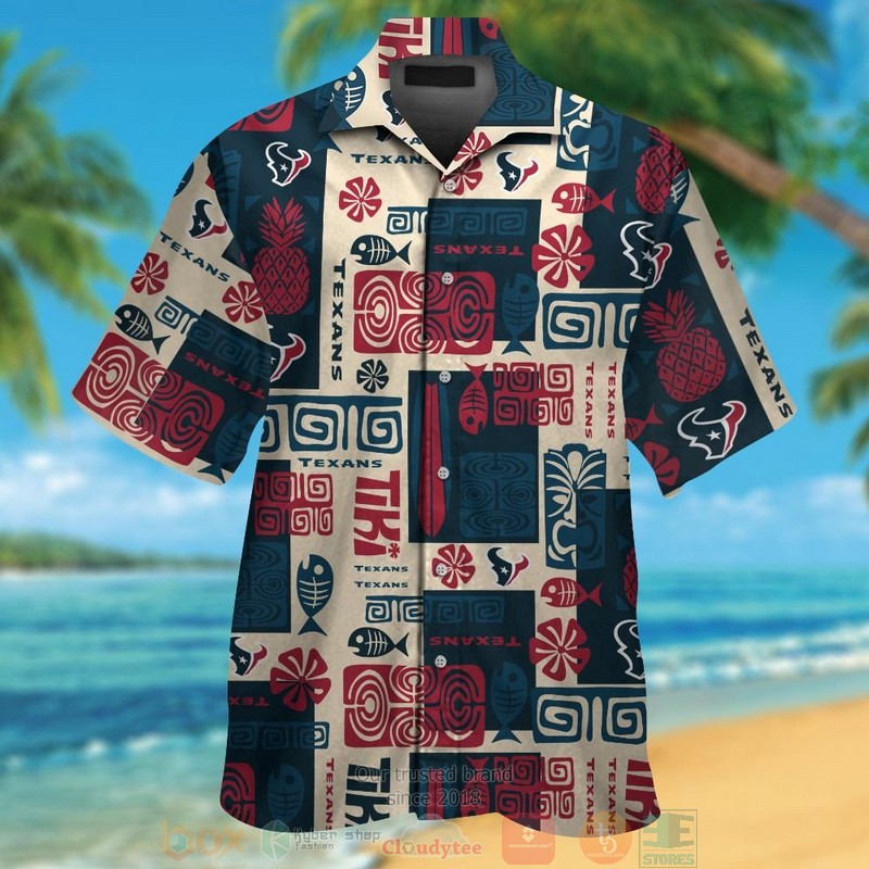 Houston Texans Fish Bone Hawaiian Shirt And Shorts Houston Texans Fish Bone Hawaiian Shirt And Shorts