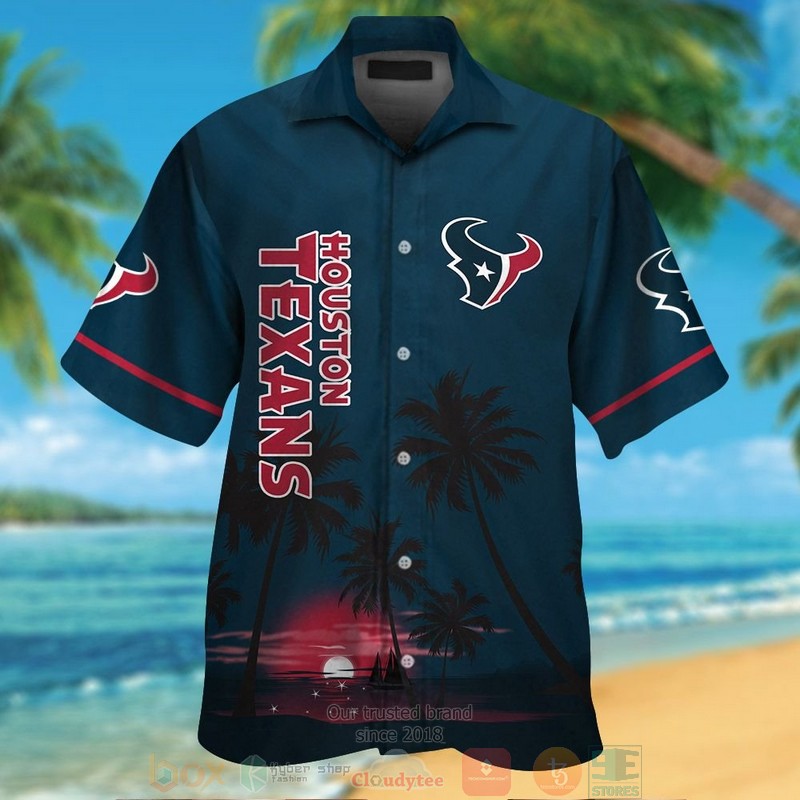 Houston Texans Palm Trees Dark Bluehawaii Shirt Houston Texans Palm Trees Dark Bluehawaii Shirt