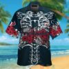 Houston Texans Red Hibiscus Dark Blue Hawaii Shirt