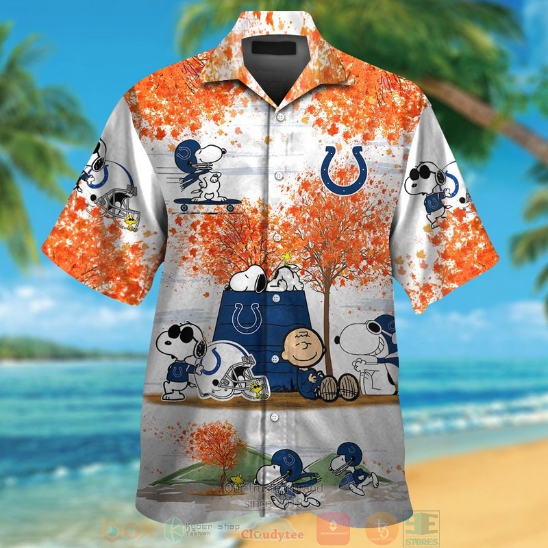 Indianapolis Colts Snoopy Charlie Brown Autumn Hawaiian Shirt And Shorts Indianapolis Colts Snoopy Charlie Brown Autumn Hawaiian Shirt And Shorts