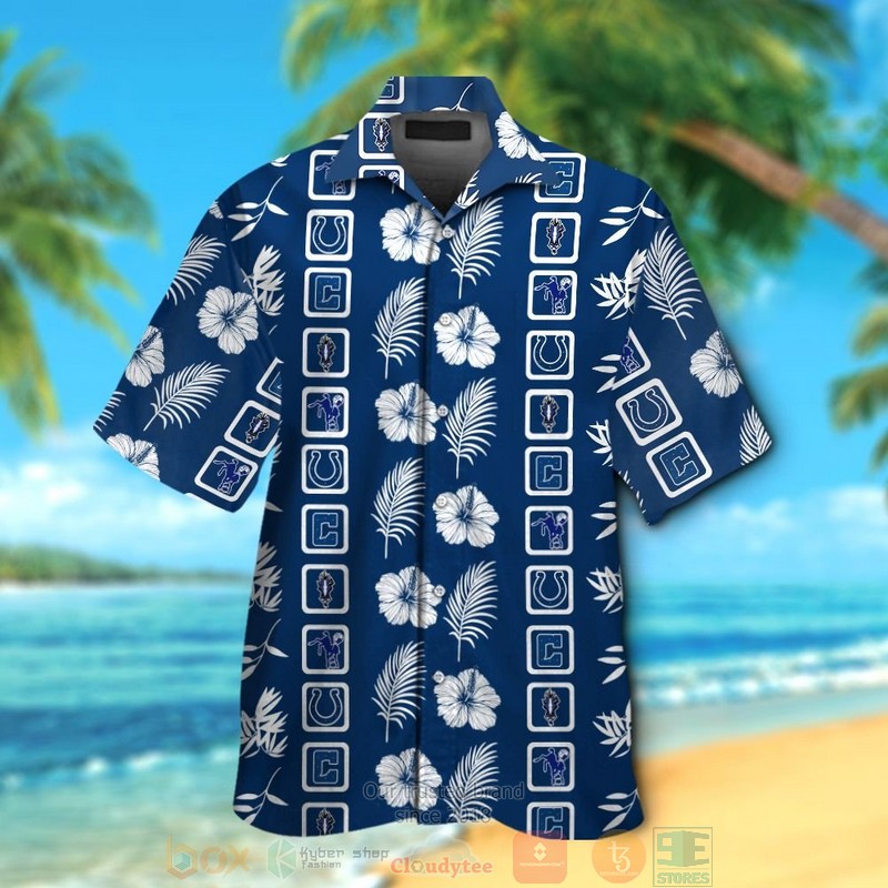 Indianapolis Colts Logo White Hibiscus Blue Hawaiian Shirt And Shorts Indianapolis Colts Logo White Hibiscus Blue Hawaiian Shirt And Shorts