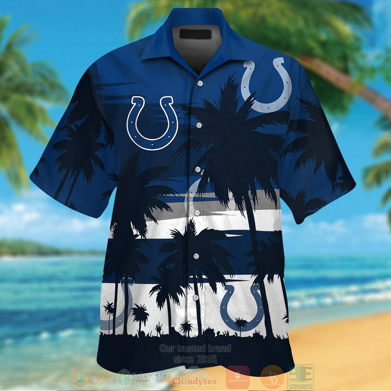Indianapolis Colts Palm Tree Blue Hawaiian Shirt And Shorts Indianapolis Colts Palm Tree Blue Hawaiian Shirt And Shorts