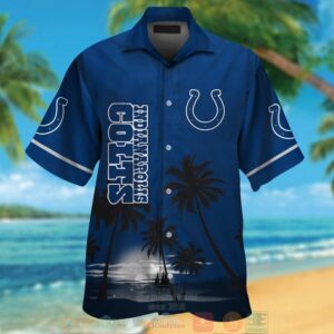 Indianapolis Colts Palm Trees Dark Blue Hawaii Shirt