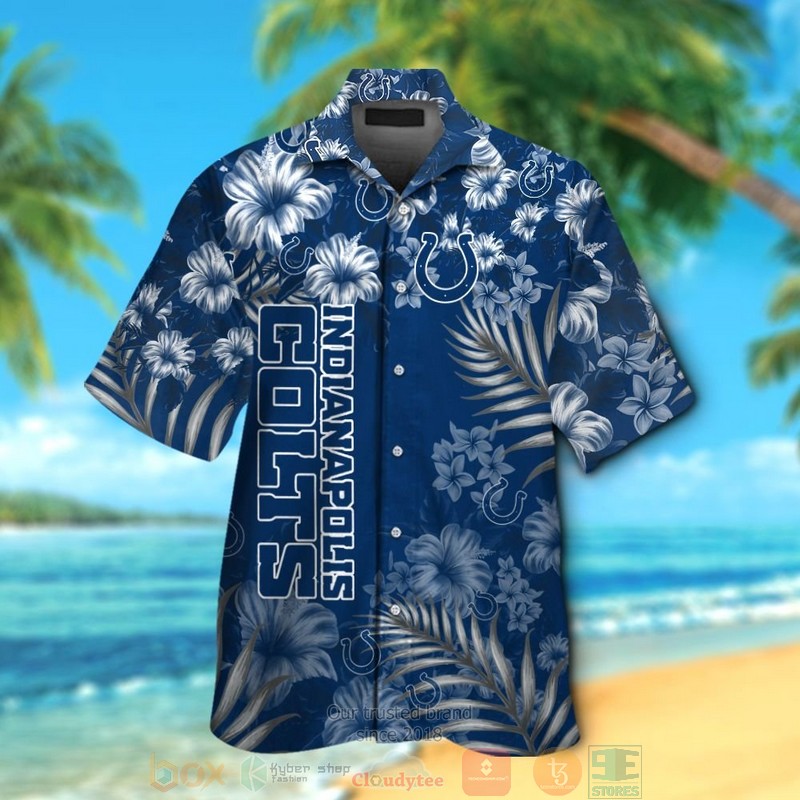 Indianapolis Colts Tropical Plants Hibiscus Blue Hawaiian Shirt And Shorts Indianapolis Colts Tropical Plants Hibiscus Blue Hawaiian Shirt And Shorts