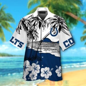 Indianapolis Colts White Hibiscus Blue Hawaiian Shirt And Shorts