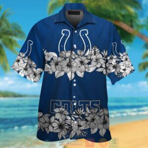 Indianapolis Colts White Tropical Plants Blue Hawaii Shirt