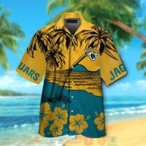 Jacksonville Jaguars Hibiscus Gold Hawaiian Shirt And Shorts