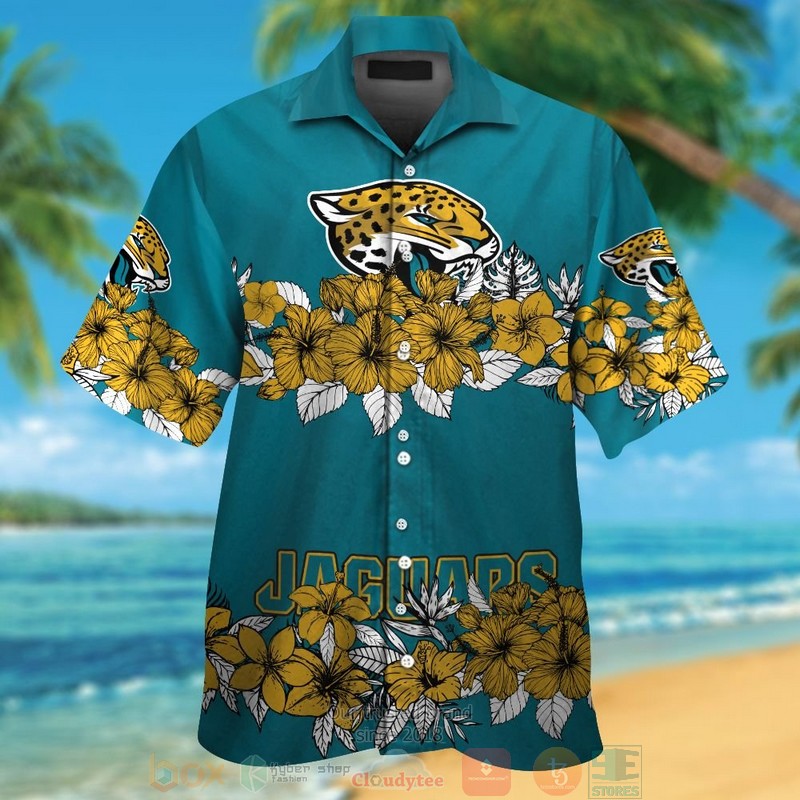 Jacksonville Jaguars Gold Tropical Plants Teal Hawaii Shirt Jacksonville Jaguars Gold Tropical Plants Teal Hawaii Shirt