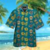 Jacksonville Jaguars Logo Hibiscus Gold Teal Hawaii Shirt