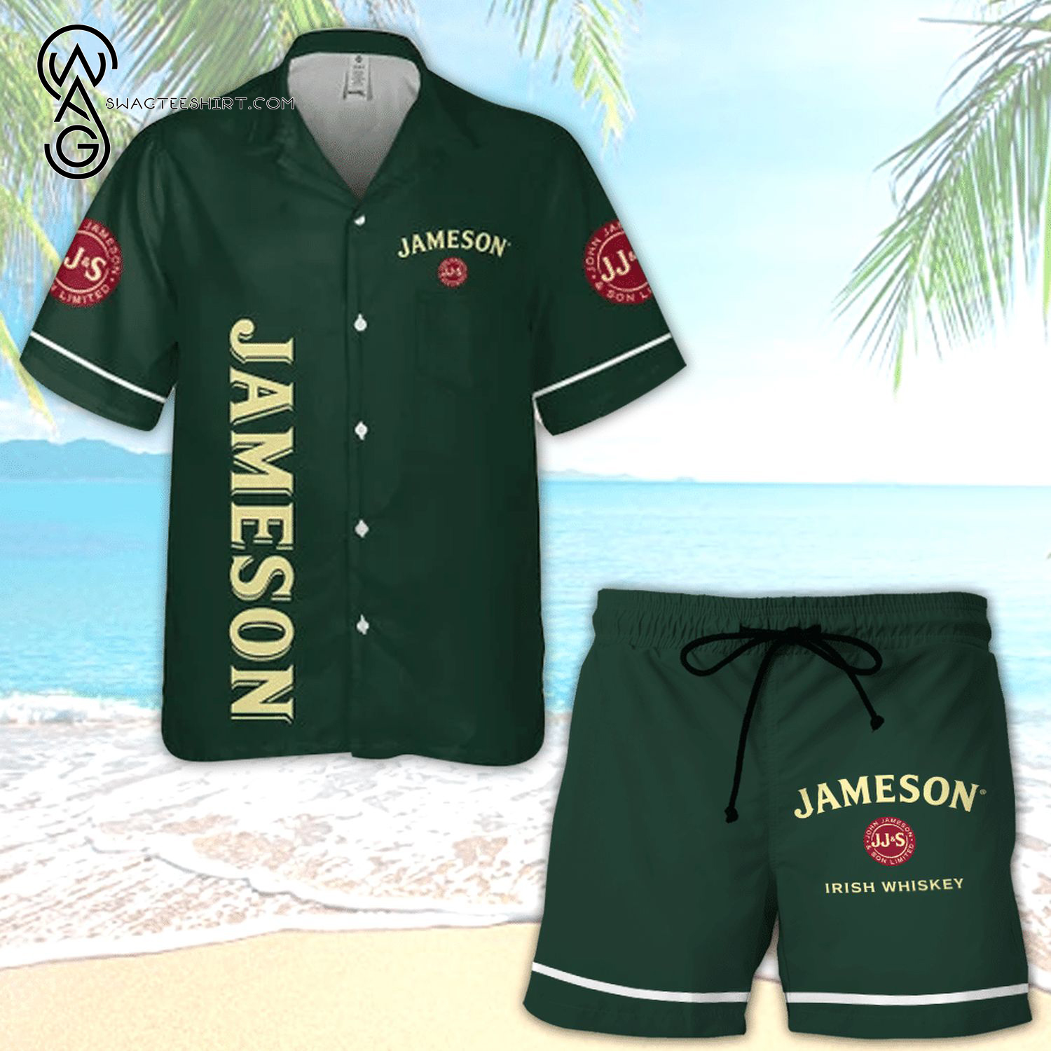 Jameson Irish Whiskey All Over Print Hawaiian Shirt And Beach Shorts Jameson Irish Whiskey All Over Print Hawaiian Shirt And Beach Shorts