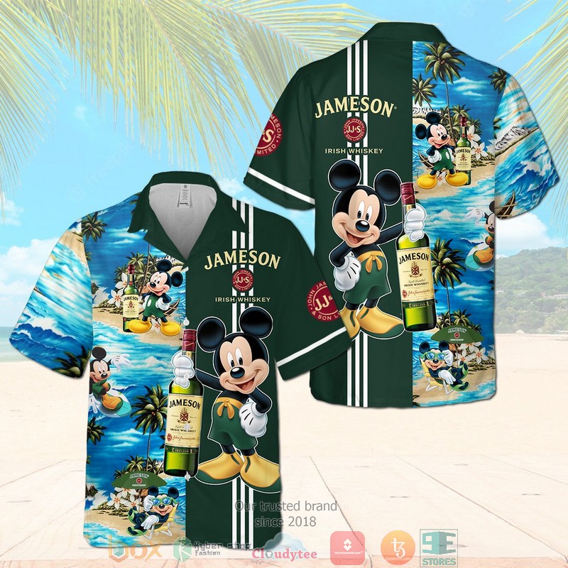 Jameson Irish Whiskey Mickey Mouse On The Beach 3D Hawaiian Shirt Jameson Irish Whiskey Mickey Mouse On The Beach 3D Hawaiian Shirt
