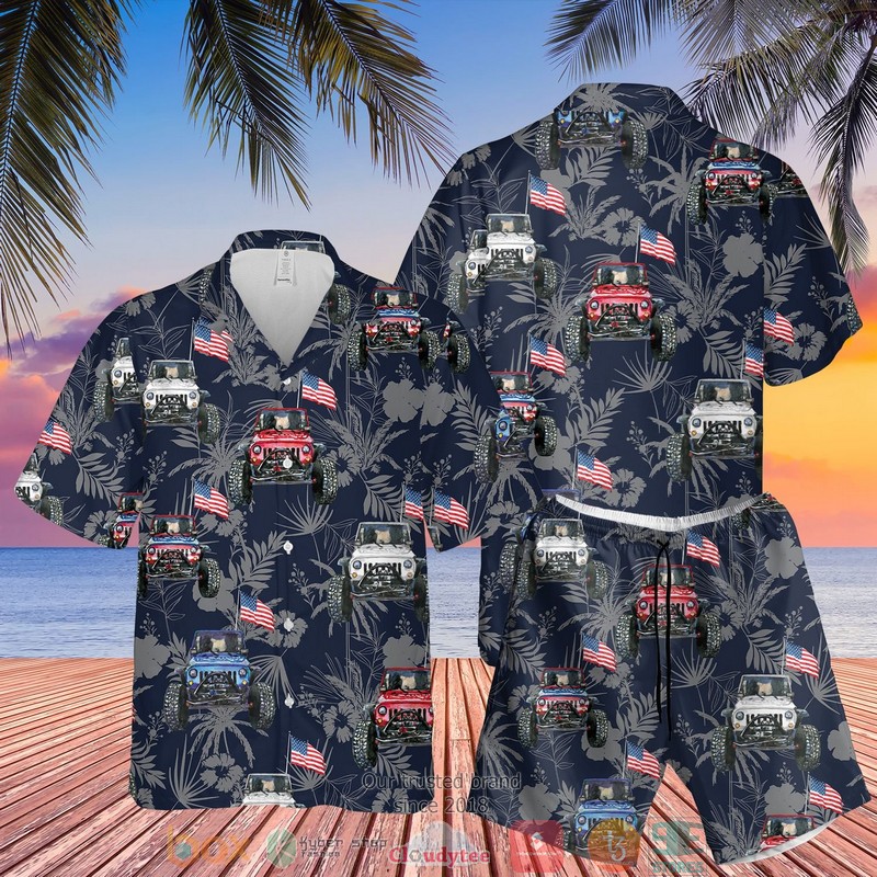 Jeep Car American Flag Hawaiian Shirt Jeep Car American Flag Hawaiian Shirt