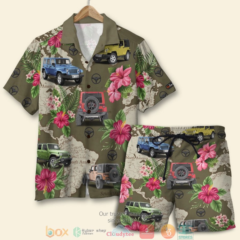 Jeep Tropical Flower Seamless Pattern Hawaiian Shirt Jeep Tropical Flower Seamless Pattern Hawaiian Shirt