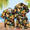 Jeep Pineapple Flowers Black Yellow Hawaiian Shirt