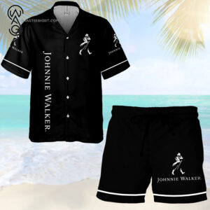 Johnnie Walker All Over Print Hawaiian Shirt And Beach Shorts