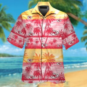 Kansas City Chiefs Palm Tree Yellow Red Hawaiian Shirt And Shorts