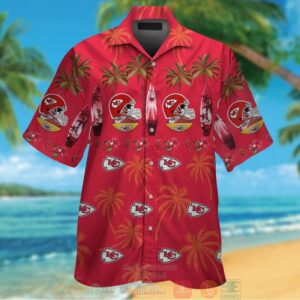 Kansas City Chiefs Surfboard Palm Tree Hawaiian Shirt And Shorts