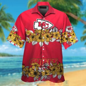 Kansas City Chiefs Yellow Tropical Plants Red Hawaii Shirt