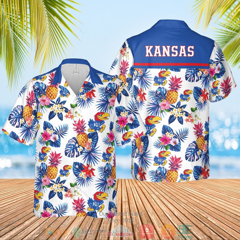 Kansas Jayhawks MenS Basketball Ncaa Pineapple Blue Hawaiian Shirt