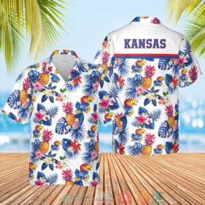 Kansas Jayhawks MenS Basketball Ncaa Pineapple White Hawaiian Shirt