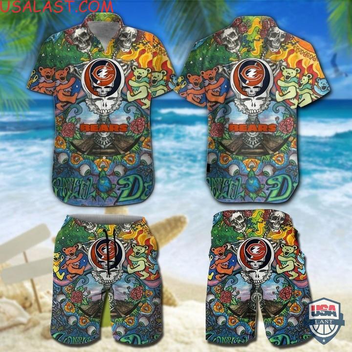Nfl Chicago Bears Grateful Dead Bears Hawaiian Shirt And Shorts Nfl Chicago Bears Grateful Dead Bears Hawaiian Shirt And Shorts