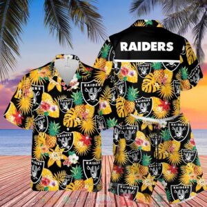 Las Vegas Raiders Nfl Pineapple Black Yellow Hawaiian Shirt