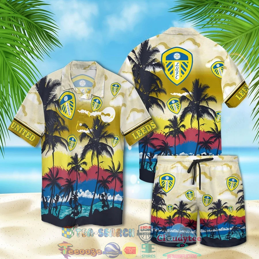 Leeds United Palm Tree Hawaiian Shirt Beach Shorts Leeds United Palm Tree Hawaiian Shirt Beach Shorts