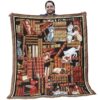 Library Quilt - Vintage Pattern Cats And Books Black Print Quilt - Library Themed Gifts