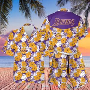 Los Angeles Lakers Nba Hibiscus Hawaiian Shirt