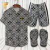Louis Vuitton Black Monogram Hawaiian Shirt Beach Shorts And Flip Flops