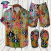 Louis Vuitton Color Retro Full Print Hawaiian Shirt Beach Shorts And Flip Flops