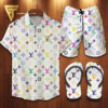 Louis Vuitton Colorful Logo Hawaiian Shirt Beach Shorts And Flip Flops