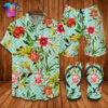 Louis Vuitton Flower Tropical Full Print Hawaiian Shirt Beach Shorts And Flip Flops