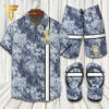 Louis Vuitton Logo Blue Hawaiian Shirt Beach Shorts And Flip Flops
