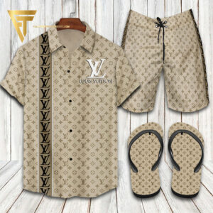 Louis Vuitton Monogram Hawaiian Shirt Beach Shorts And Flip Flops