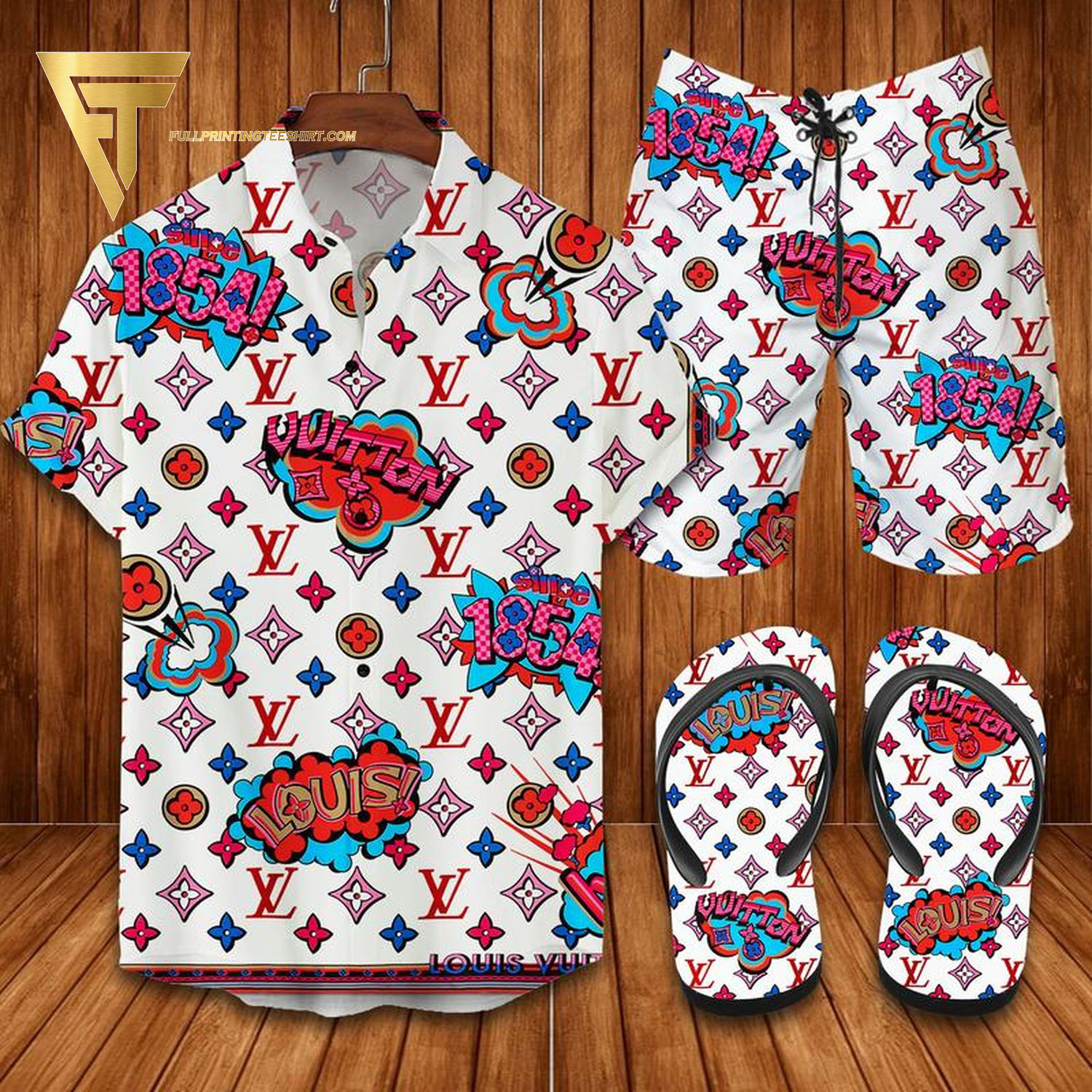 Louis Vuitton Pop Art Version Hawaiian Shirt Beach Shorts And Flip Flops Louis Vuitton Pop Art Version Hawaiian Shirt Beach Shorts And Flip Flops