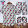 Louis Vuitton White Symbol Full Print Hawaiian Shirt Beach Shorts And Flip Flops