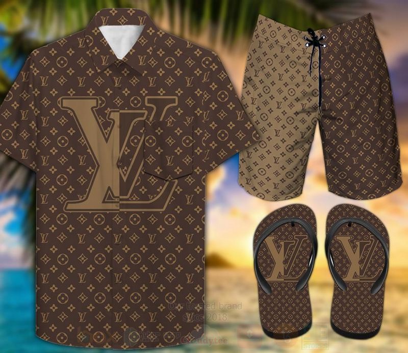 Louis Vuitton Dark Brown Hawaiian Shirt Louis Vuitton Dark Brown Hawaiian Shirt