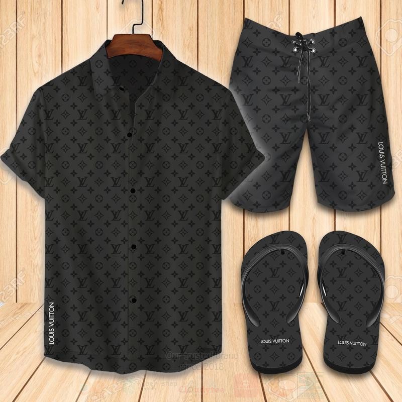 Louis Vuitton Dark Grey Hawaiian Shirt Louis Vuitton Dark Grey Hawaiian Shirt