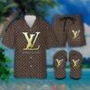 Louis Vuitton Gold Yellow Brown Hawaiian Shirt And Short